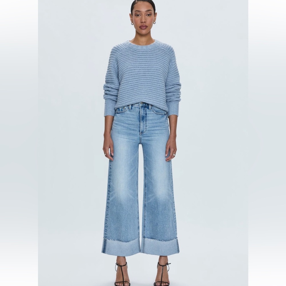 Pistola Lana Raw Hem Ankle Wide Leg Jeans